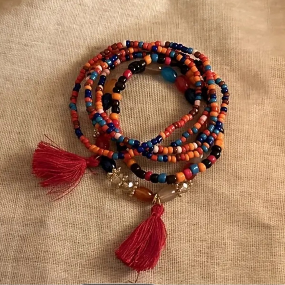 New free people stack Colorful Beaded Bracelet with Tassels